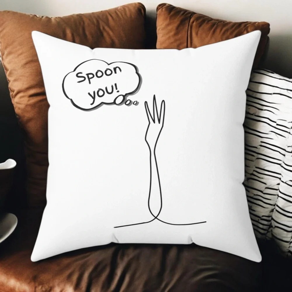 Fork You & Spoon You Double-Sided Pillow: 14x14 - Picture 2 of 3